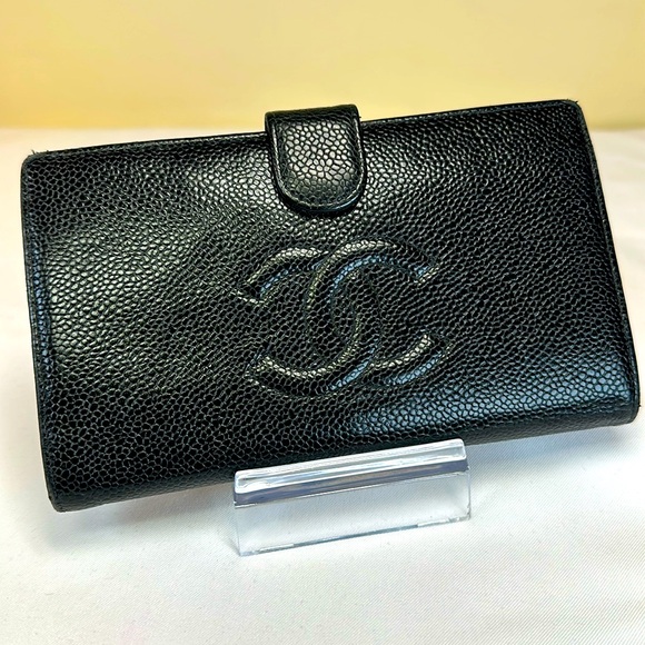 CHANEL CC Caviar Long Wallet Series #6 2000-02 Holds a Phone - Picture 1 of 15